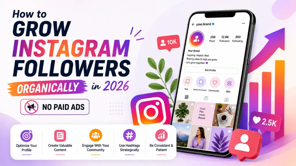 How to Grow Instagram Followers Organically in 2026 (No Paid Ads)