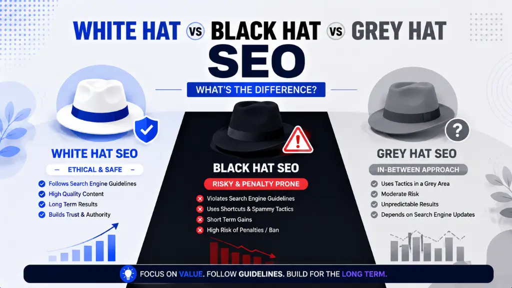 White Hat vs Black Hat vs Grey Hat SEO: What's the Difference?